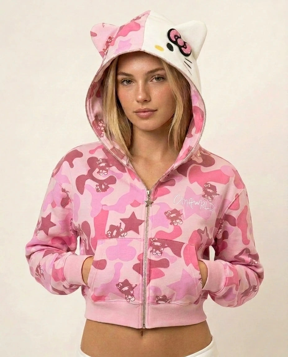 Y2K CINNAWRLD SWEATER (PINK CROPPED)