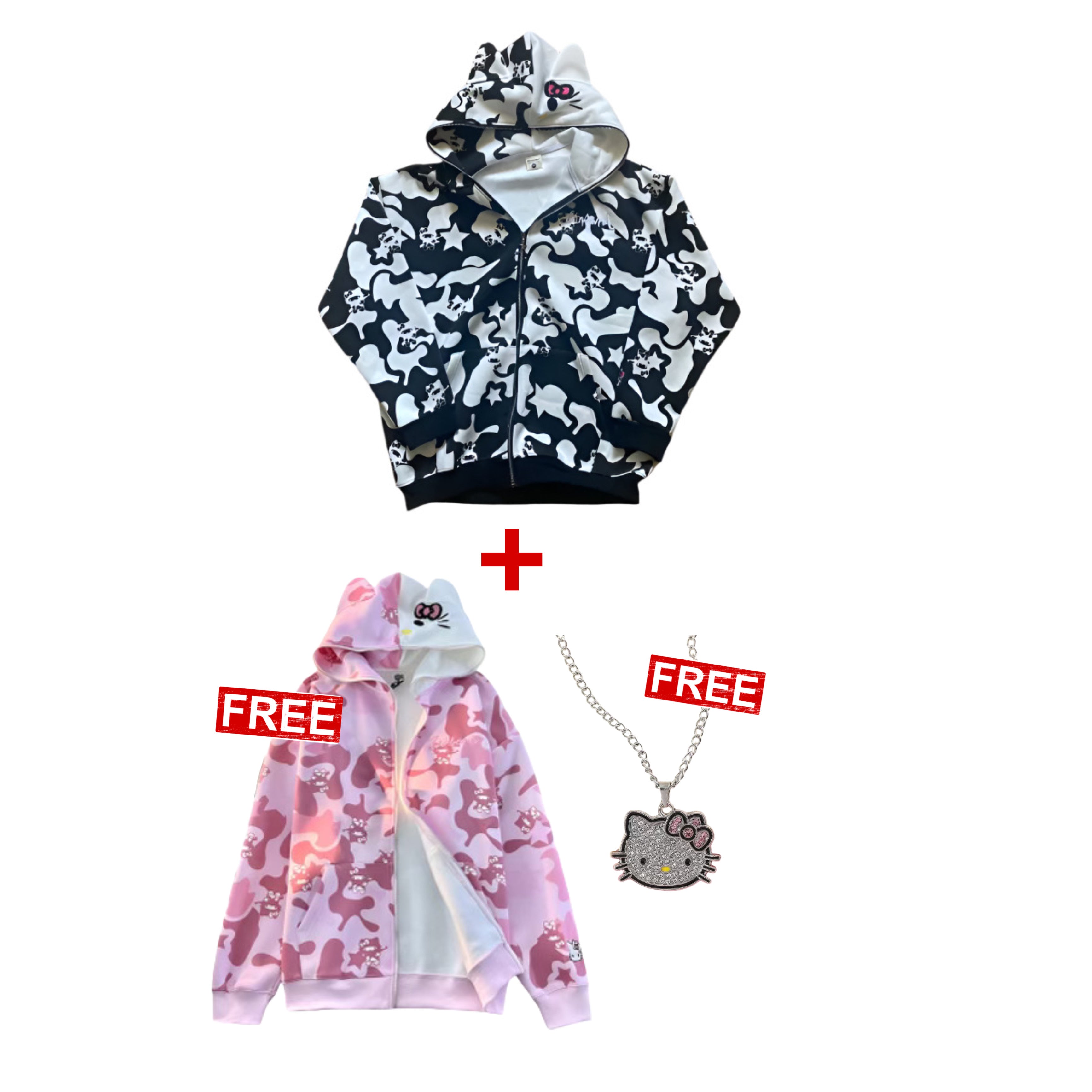 BLK SWEATER + FREE PINK SWEATER + FREE CHAIN