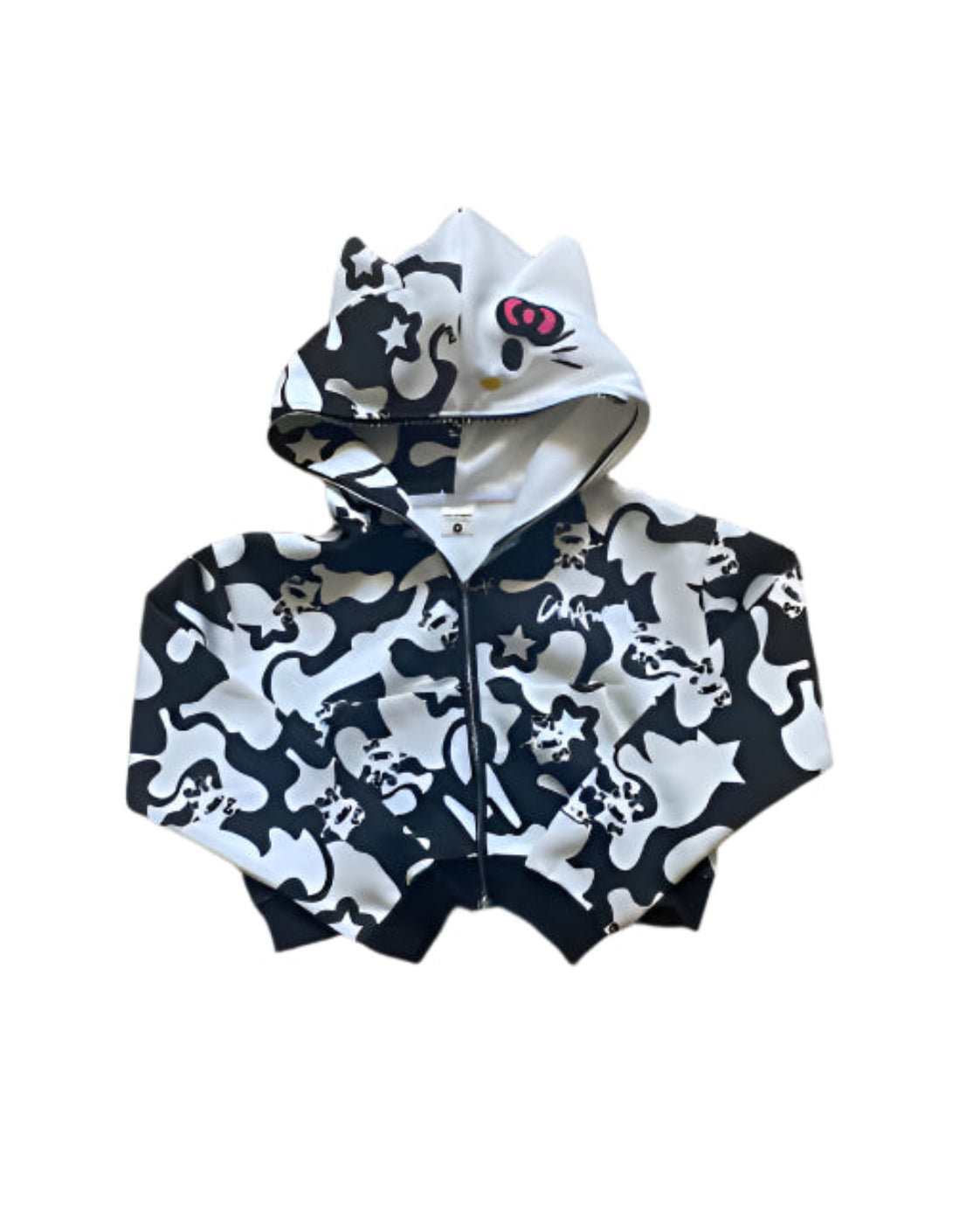 Y2K CINNAWRLD SWEATER (BLACK CROPPED)